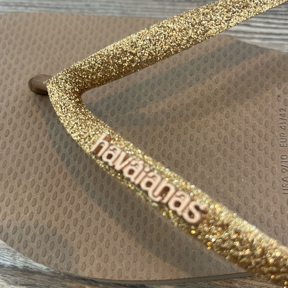 Havaianas Gold Glitter Slim Strap Flip Flops - Picture 5 of 5